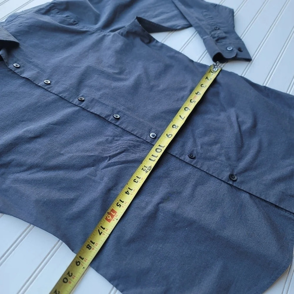 Express 1MX Charcoal Gray Men Long Sleeve Button Shirt Slim Fit M 15-15.5 - Picture 5 of 9